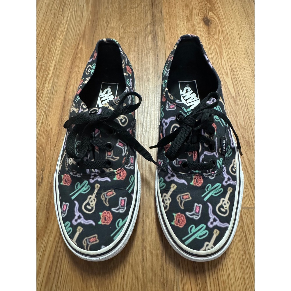 Vans Authentic Neon Western Print Sneakers Black Pink Green Women 7 721454